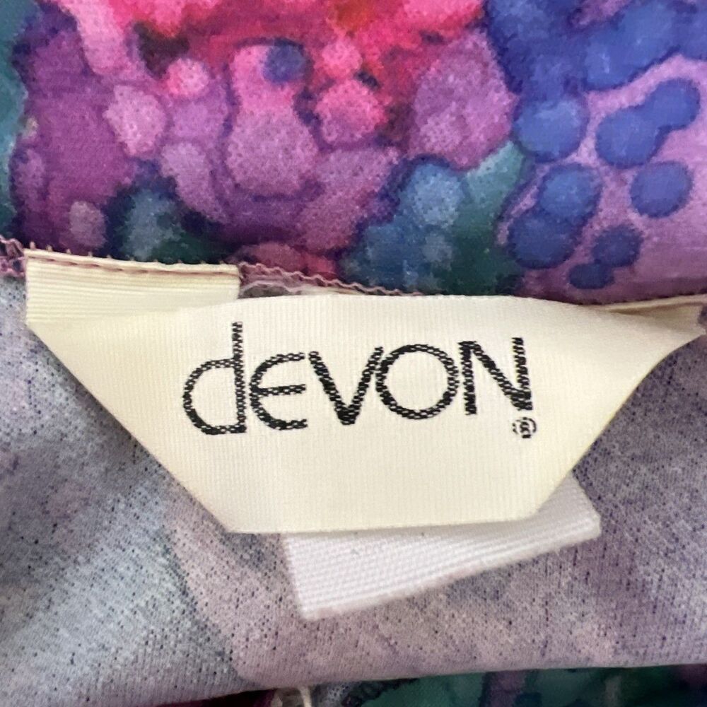 Vintage Devon 70s Blouse Women Medium Neon Purple Green 3/4 Sleeve Union Made - Picture 5 of 14
